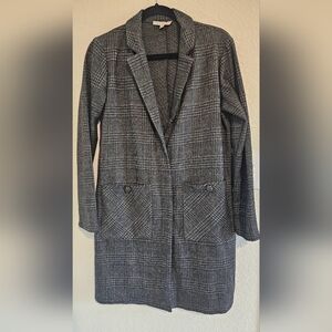 Anthropologie Women's Gray Plaid Coat